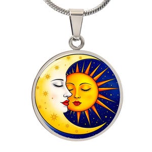 Sun and Moon Necklace, Engraved Yin Yang Pendant, Personalized Celestial Jewelry Gift, Gold Yin Yang Necklace, Personalized, Custom
