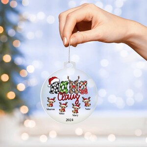 Personalized Nana Ornament, Custom Grandkids Names Christmas Gift for Nana, Grandma Claus Acrylic Ornament, Holiday Gift image 10