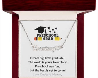 Colar personalizado com nome para formatura da pré-escola, "Lá vou eu, jardim de infância!", presente de formatura para pré-escola ou pré-escola.