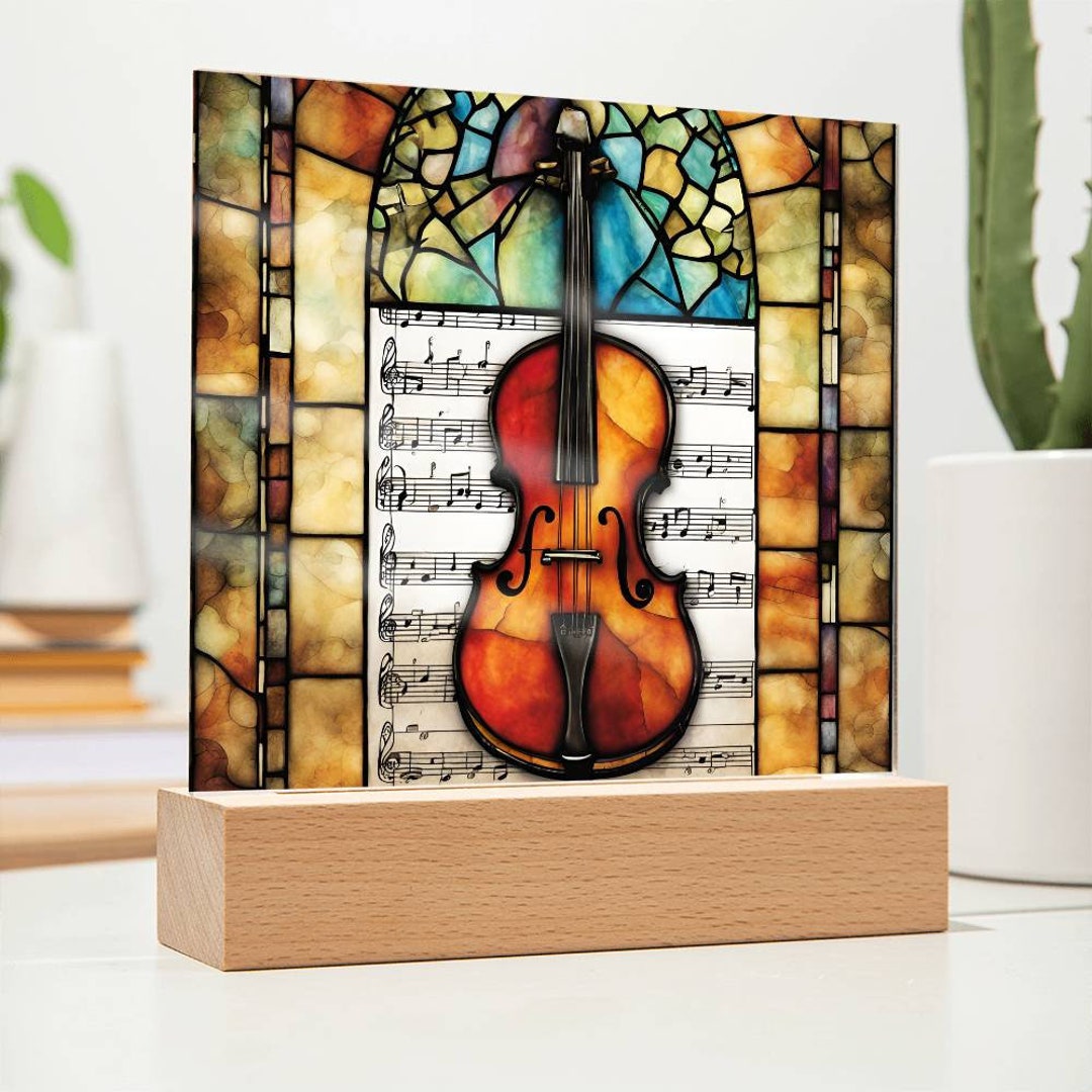 アート・デザイン・音楽 Silvia Minio-Paluello Yasuda LED Violin Acrylic Plaque: Music Lover Gift, Musician Decor - Etsy