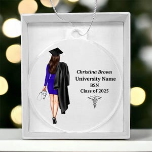 Adorno de enfermera, regalo para enfermeras primerizas, adorno acrílico navideño para enfermeras, RN, LPN, NP, regalo de graduación de enfermería, regalo, regalo de graduación de enfermería imagen 5