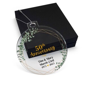 Personalisierte 50. Hochzeitstag Acryl Ornament Geschenk für Paar, Goldjubiläum Geschenke für Eltern Großeltern Bild 2