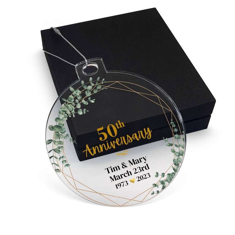 Personalisierte 50. Hochzeitstag Acryl Ornament Geschenk für Paar, Goldjubiläum Geschenke für Eltern Großeltern Bild 2