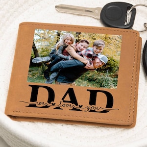 Benutzerdefinierte Foto Brieftasche Geschenk für Papa, personalisierte Bild Vegan Leder Custom Dad Walle, Vatertags Geschenkidee, Brieftasche von den Kindern zum Vater