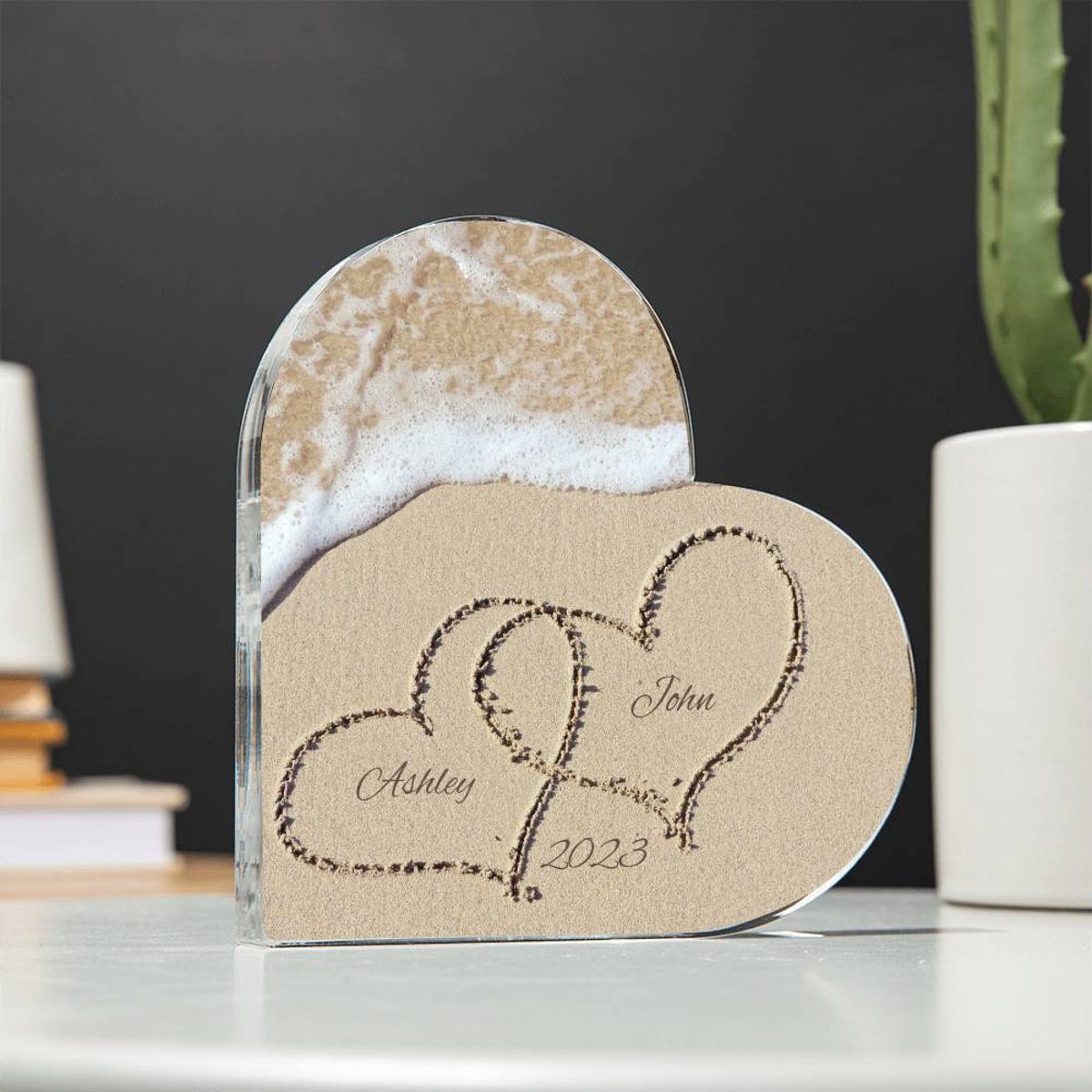 Name in the Sand, Beach Art, Beach Valentine, Beach Wedding Gift, Heart Plaque, Wedding Keepsake, Couple Gift, Christmas Gift - Etsy