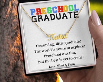 Personalized Preschool Graduation Name Necklace Gift, Preschool Graduation Ceremony, graduation preschool, Pre-K grad necklace keepsake
