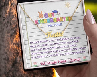 Letzter Tag der Kindergarten Abschluss Geschenk Halskette, personalisierte Kindergarten bestanden Geschenk für Tochter, Nichte, Enkelin