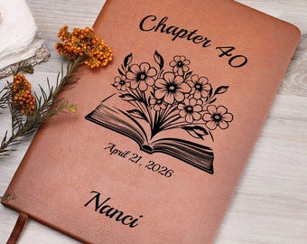 Diario personalizado del capítulo cuarenta, regalos para el 40 cumpleaños, cartas personalizadas para el 40 cumpleaños, regalo de cumpleaños para una amiga amante de los libros.