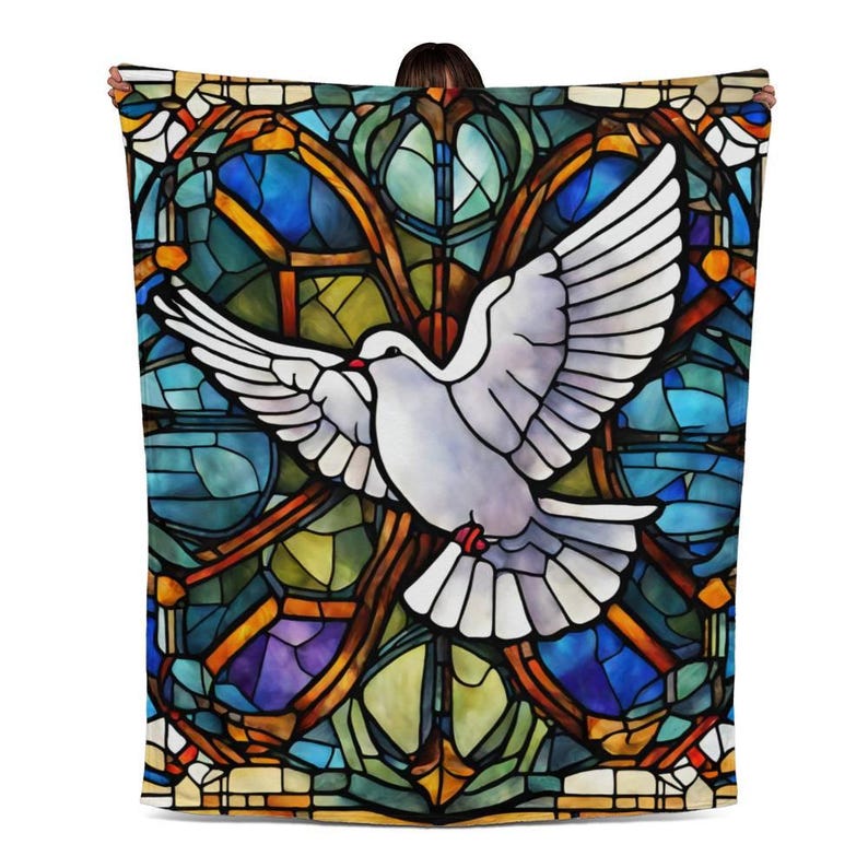 Holy Spirit Dove Fleece Blanket, Christian Memorial Blanket, Faith blanket, religious blankets, Catholic blanket, Spiritual Gift for Loss image 4