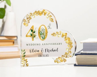 40th Wedding Anniversary Acrylic Heart Plaque
