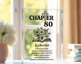 Chapter 80 Birthday Plaque Gift, 80th Birthday Gift for Grandma Grandpa Mom, Christian Religious Birthday Present