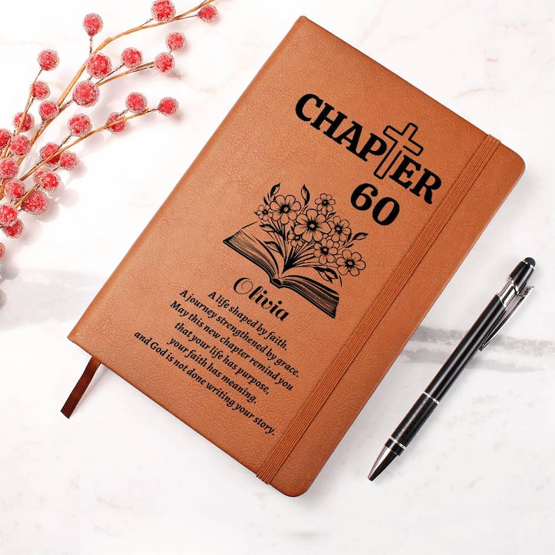 Chapter 60 Christian Birthday Journal, Personalized 60th birthday Name Journal, Birthday Blessings Memory Book image 4