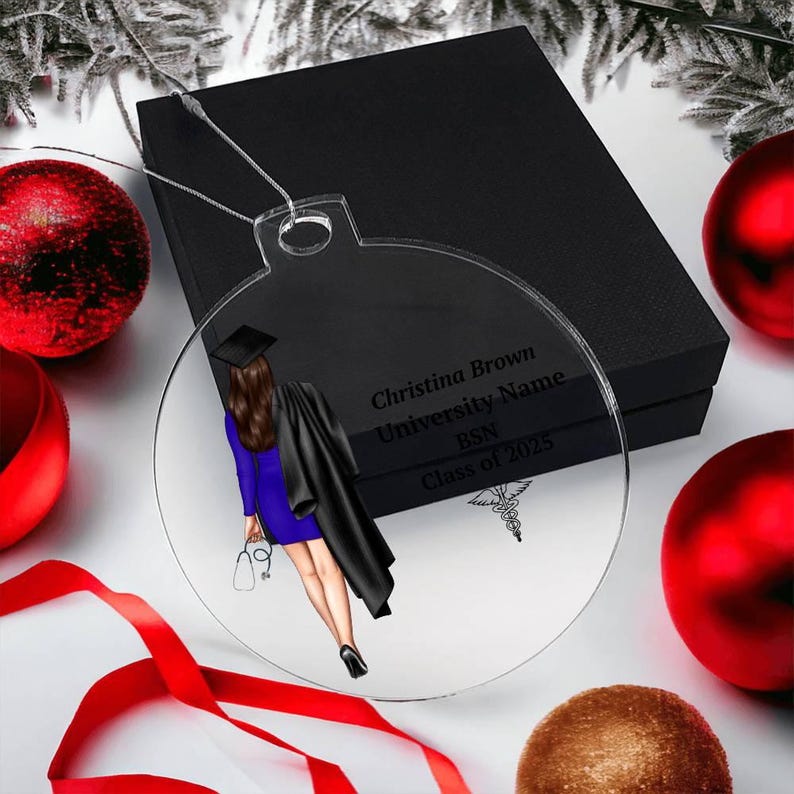 Adorno de enfermera, regalo para enfermeras primerizas, adorno acrílico navideño para enfermeras, RN, LPN, NP, regalo de graduación de enfermería, regalo, regalo de graduación de enfermería imagen 4