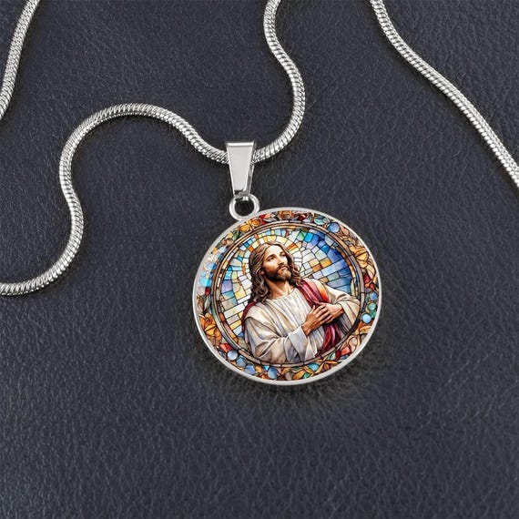 Personalized Jesus Pendant Necklace, Engraved Christian Jewelry