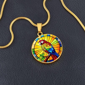 Parrot Engraved Necklace, Personalized Bird Pendant, Tropical Pet Parrot Gift for Her, Custom Name Jewelry for Animal Lover, Bracelet