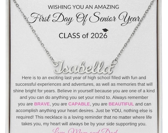 First Day of Senior Year Gift Necklace, Class of 2026, Gift for Daughter, Goddaughter, Niece, Back to School gift, Senior 2026, Custom Text