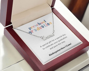 Preschool Graduation, Pre K Graduation gift necklace, Personalized Little Girls Graduation gift, Name necklace, End of school year gift
