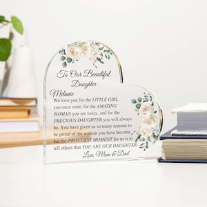 To My Daughter Heart plaque, Bride Gift From Parents, Birthday Gift for daughter, Christmas gift to daughter, Moving away, college gift