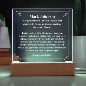 MBA Graduation Gift, Master&#39;s Degree Graduation Gift, Masters Degree Gifts, Heart Plaque Gift for Master&#39;s Degree Graduation, College Grad