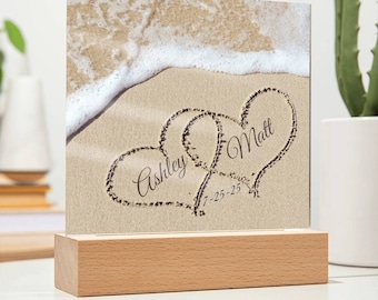 Personalized Names in Sand, Coastal Decor, Custom Beach Art, Beach Wedding Gift, Newlywed Gift, Romantic Gift for Her, Romantic Gift for Him