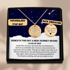 Cadeau de remise des diplômes personnalisé pour elle, collier carte des étoiles personnalisé, cadeau de diplômé universitaire pour fille, cadeau de maîtrise, cadeau de remise de diplôme de doctorat