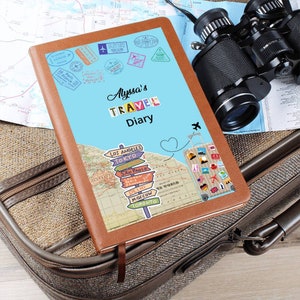 Travel Journal, Adventure Diary,  Senor Trip, Personalized Custom Journal, Backpacking Gift, Trip Planner, Summer Abroad, World Traveler