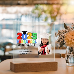 Vorschul-Abschluss, Foto-LED-Plakette, Vorschul-Erinnerungs-Andenken, personalisierter Vorschul-Abschluss, Klasse von 2037, Vorschul-Zertifikat