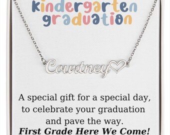 Kindergarten Graduation, Kindergarten Graduation Gift for Kindergarten Grad, Personalized Name Necklace for Girl, K Graduation Necklace