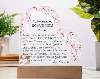 Personalized Plaque For Bonus Mom, Mom Birthday Gift From Daughter, Sentimental Gift For Bonus Mom, To My Second Mom Gift, Mom And Daughter