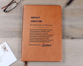 Personalized Vegan Leather Journal, Impact Creator Notebook, Corporate Gift