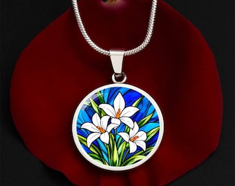 Lily of the Valley Necklace: May Birth Flower, Engraved Floral Jewelry