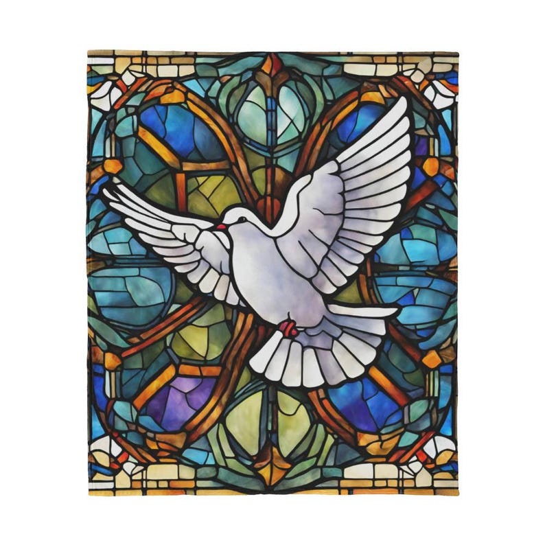 Holy Spirit Dove Fleece Blanket, Christian Memorial Blanket, Faith blanket, religious blankets, Catholic blanket, Spiritual Gift for Loss image 2