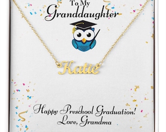 Preschool Graduation gift from grandma, Graduation Necklace for Pre-K Grad, Preschool Grad Gift, Personalized Name Necklace