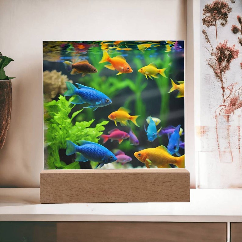 Goldfish Acrylic Aquarium LED Nightlight, Fish Desk Decor, Goldfish ...