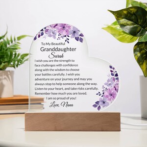 Custom Acrylic Heart Plaque for Granddaughter, Birthday Gift from Nana, Granddaughter from Grandma, Granddaughter Graduation Gifts for Teen