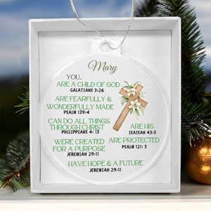 Personalized Christian Christmas Ornament for Mom Daughter Grandma Christian Gift for Her Bible Verse Religious Church Gift