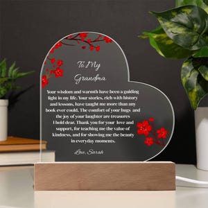 Custom heart plaque for Grandma, Grandmother and granddaughter plaque, gift for grandma, Birthday, Mothers Day, Christmas, wedding reception