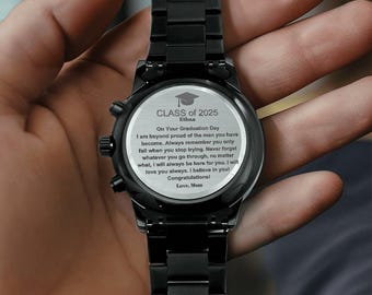 Personalized Class of 2025 Graduation Gift Watch, Graduation Gift Him, College Graduation Gift for Male, Engraved Watch Gift for Grad