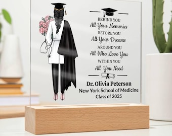 Personalisierte Doktor-Abschluss-Acrylplakette mit LED-Basis