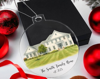 Décoration de maison personnalisée à l'aquarelle, Décoration de Noël personnalisée pour maison neuve, Premier Noël dans une maison neuve, Décoration photo aquarelle