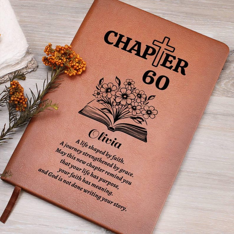 Chapter 60 Christian Birthday Journal, Personalized 60th birthday Name Journal, Birthday Blessings Memory Book image 2