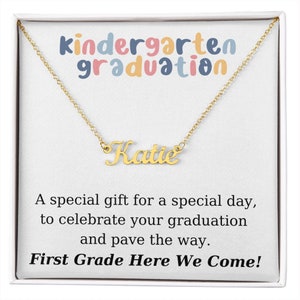Kindergarten Graduation, Kindergarten Graduation Gift for Kindergarten Grad, Personalized Name Necklace for Girl, K Graduation Necklace