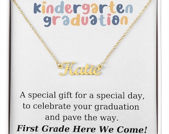 Kindergarten Graduation, Kindergarten Graduation Gift for Kindergarten Grad, Personalized Name Necklace for Girl, K Graduation Necklace