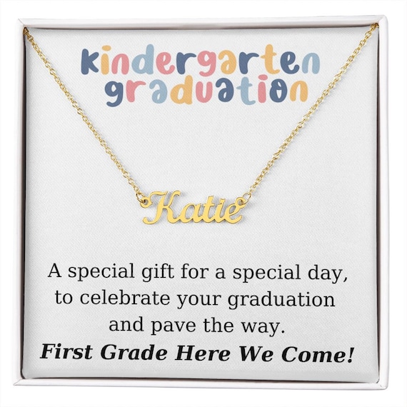 Kindergarten Graduation, Kindergarten Graduation Gift for Kindergarten Grad, Personalized Name Necklace for Girl, K Graduation Necklace