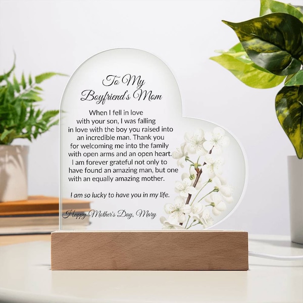 Boyfriends Mom Gift, Gifts for Boyfriend's Mom, To My Boyfriends Mom LED Plaque, For Boyfriends Mom Christmas Gift, Mothers Day, Birthday