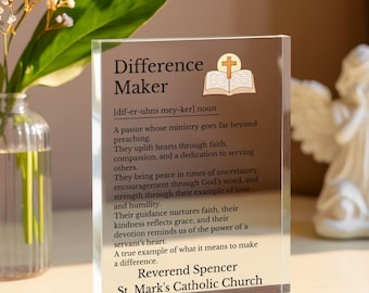 Reverend Appreciation Gifts,  Personalized Ordination Acrylic Plaque, Pastor, Deacon, Minister Gift