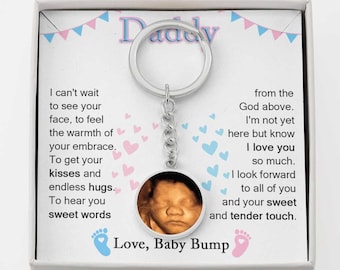 Cadeau souvenir du futur papa du ventre rond, porte-clés pour scanner de grossesse, porte-clés échographie pour nouveau papa, cadeau d'anniversaire pour papa pour la première fois
