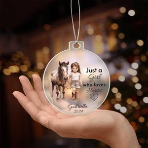 Horse Ornament Personalized, Girl Horse Christmas Ornament Gift, Riding a Horse Rider Christmas Ornament, Custom Names Horse Lover Gift