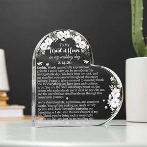 Personalized Maid of Honor Gift, Gift for Maid of Honor, Thank you Gift from Bride, Maid of Honor Acrylic Plaque, Custom Wedding Gift