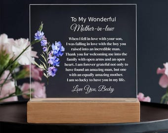 Personalized Birth Month Flower Mother-in-Law Gift, Mothers Day Gift for MIL, Wedding Day Gift for Mother of the Groom